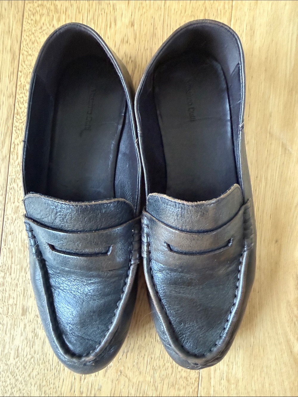 Massimo Dutti Brown Leather Penny Loafers